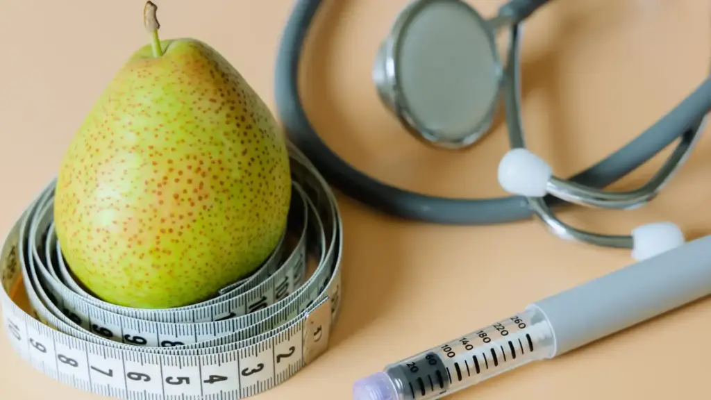 measuring tape wrapped around a pear