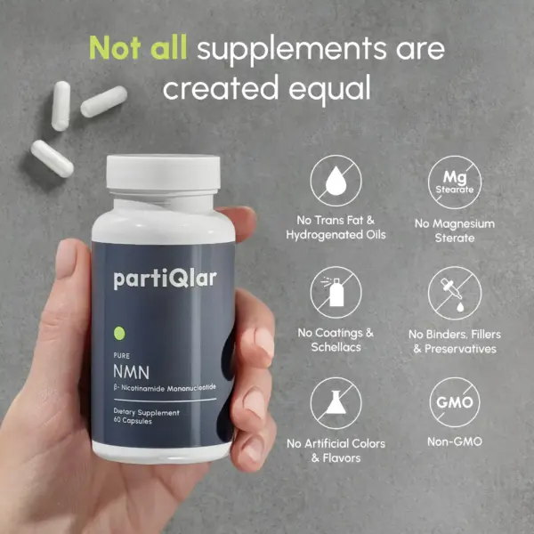 nad+ booster supplement bottle partiQlar