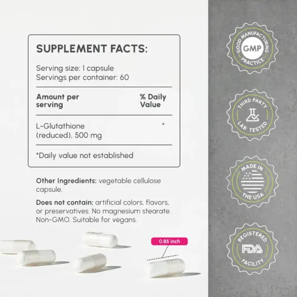 supplement facts partiQlar l-glutathione