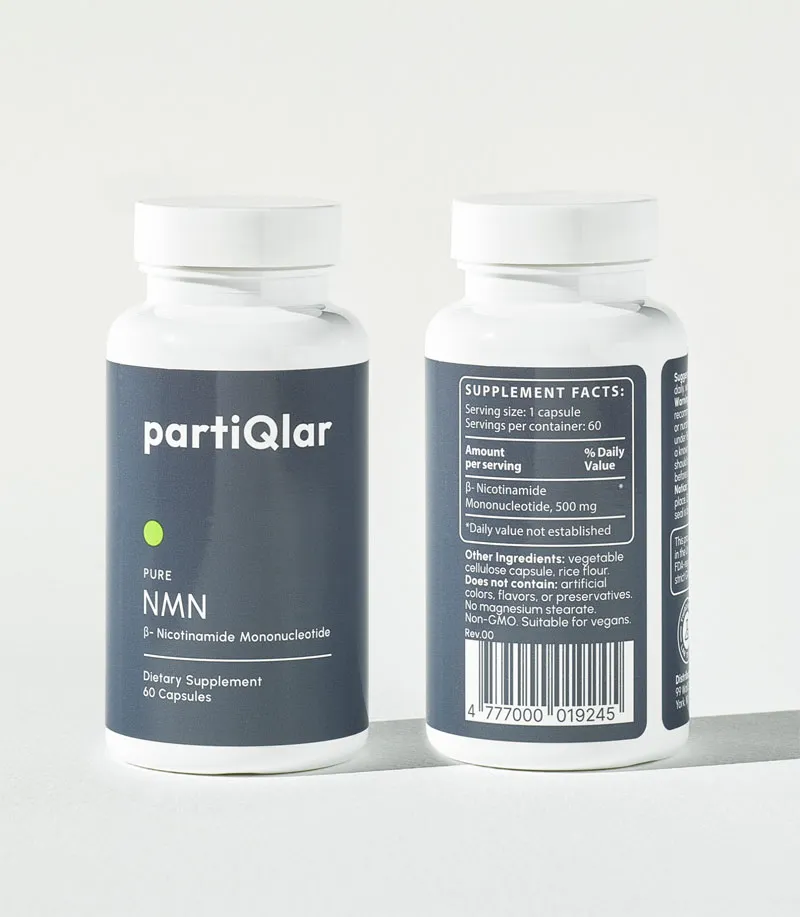 partiqlar nmn supplement bottle displaying supplement facts